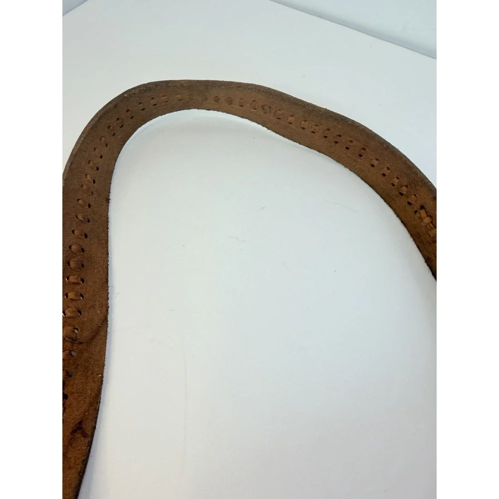 Distressed Hand Tooled Leather Vintage Belt Braided Center Western Cowboy 44